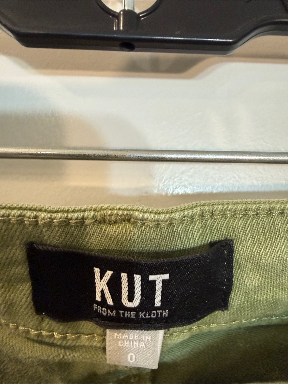 KUT From the Cloth Meg High Rise Wide Leg-Olive Crop Jeans 0 - Picture 6 of 10